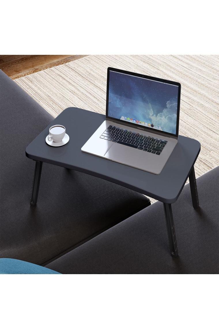 Gri Renkli Laptop Katlanabilir Yatak Koltuk Üstü Kahvaltı Bilgisayar Sehpası - Antrasit Gri