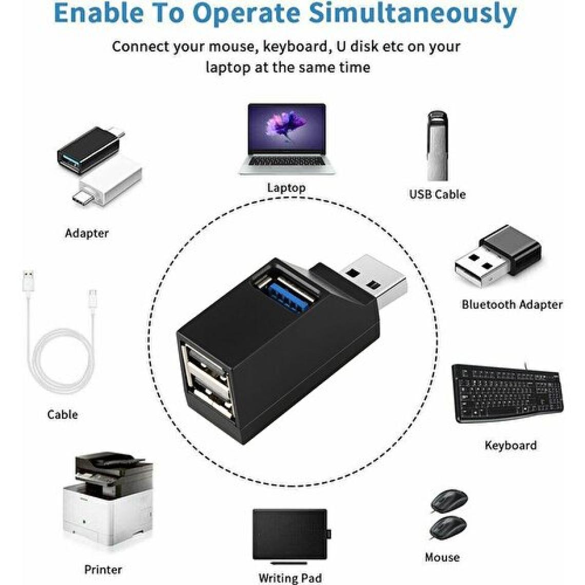 Alfais 4422 USB Hub 3 Port 2.0 3.0 Çoklayıcı Switch