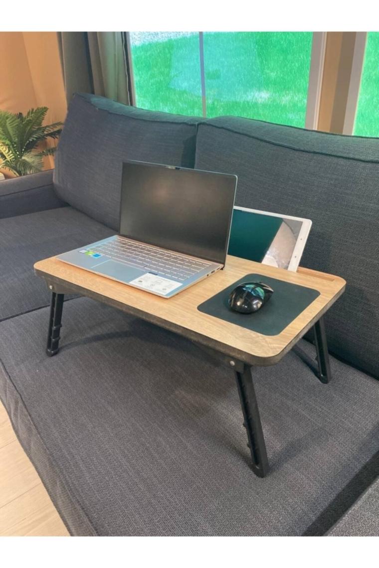 Folding Telefon Ve Tablet Bölmeli Katlanır Ayaklı Laptop Sehpası Bilgisayar Çalışma Masası