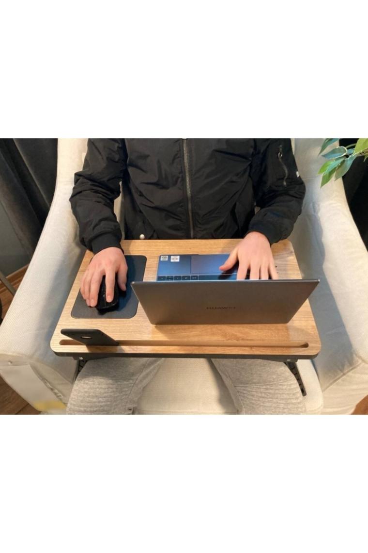 Folding Telefon Ve Tablet Bölmeli Katlanır Ayaklı Laptop Sehpası Bilgisayar Çalışma Masası