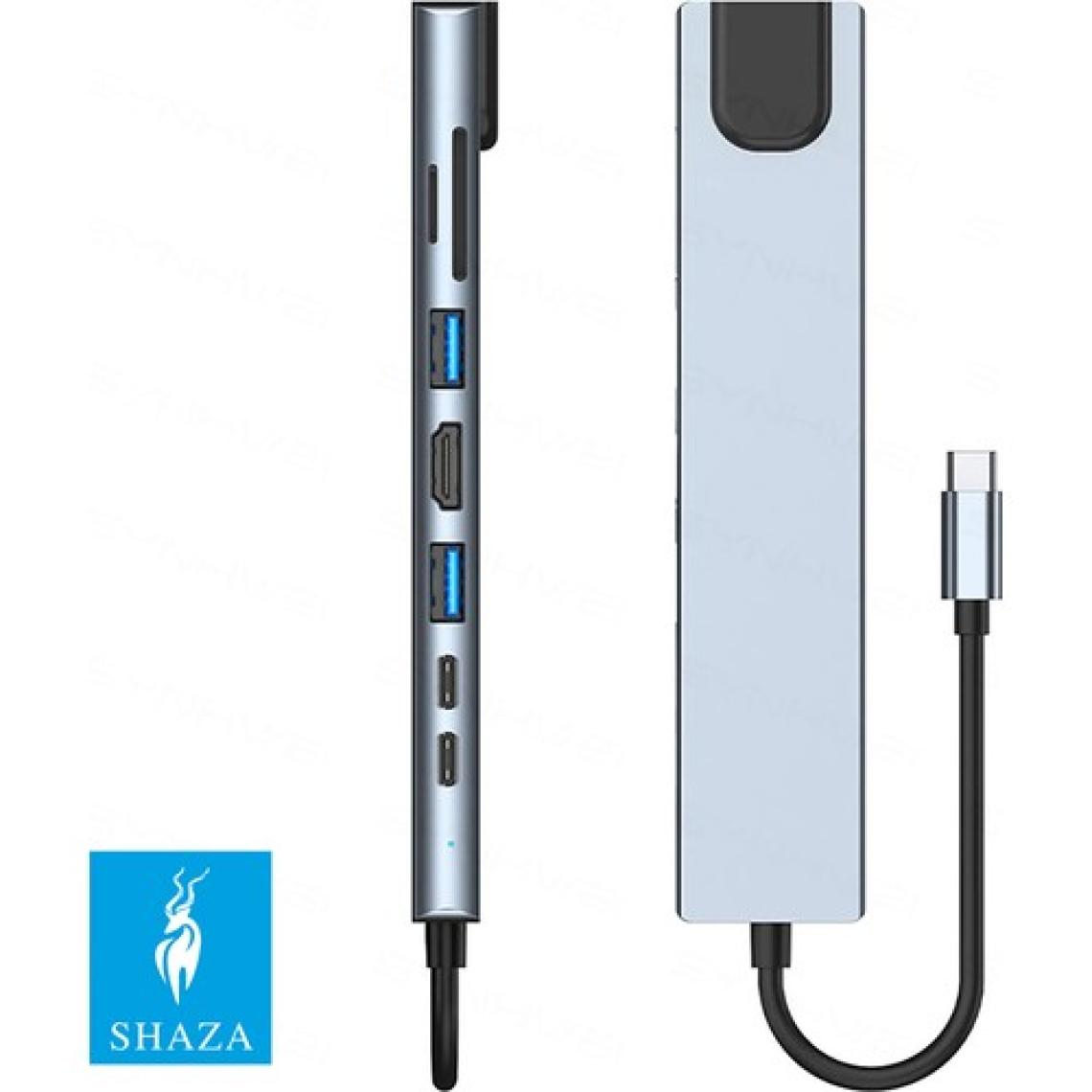 Shaza 8in1 USB Type-C Hub Port Adaptör HDMI USB Ethernet Pd Girişli