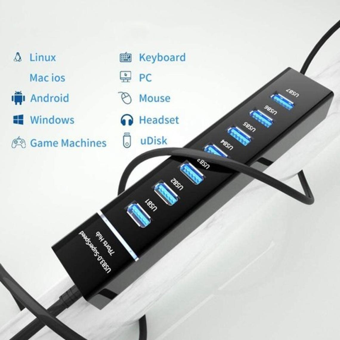 Apera An-76 USB 3.0 Super Speed 7 Port 5 Gbps USB Çoklayıcı Hub 1mt Kablo