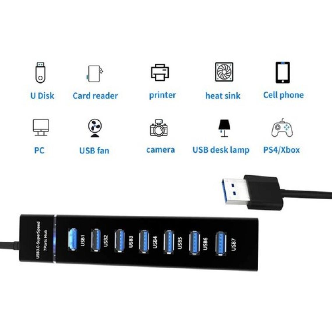 Apera An-76 USB 3.0 Super Speed 7 Port 5 Gbps USB Çoklayıcı Hub 1mt Kablo