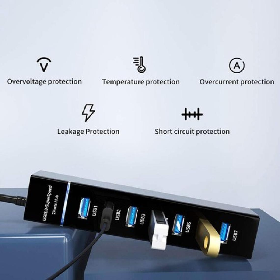 Apera An-76 USB 3.0 Super Speed 7 Port 5 Gbps USB Çoklayıcı Hub 1mt Kablo