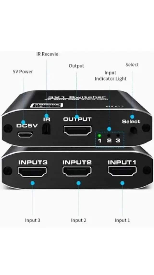 Gplus 4K321M 18GBPS 3x1 HDMI 2.0 4K Ultra Hd Hdr Hdcp2.2 Arc Extractor Ses Ayrıştırıcılı 3 Giriş 1 Çıkış Combo Switch Splitter