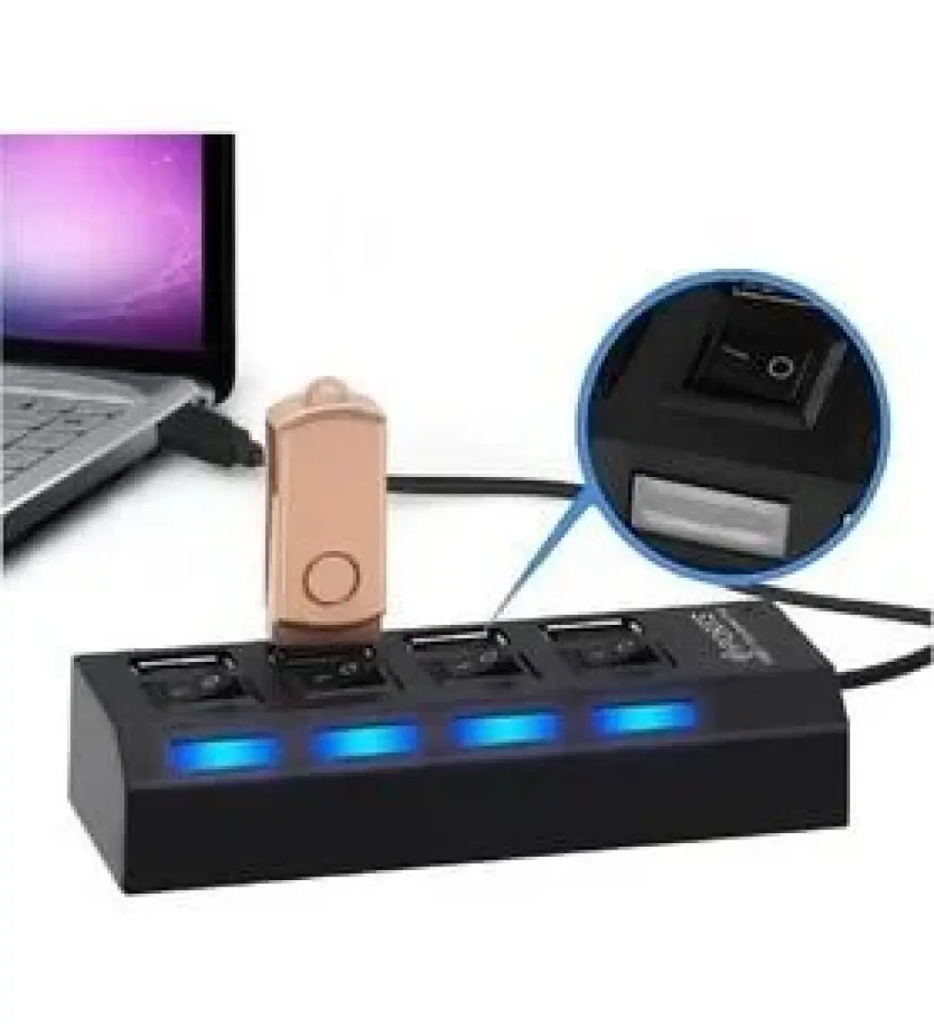 PolyGold 4 Port USB 2.0 Seri Hız Anahtarlı Işıklı USB Çoklayıcı