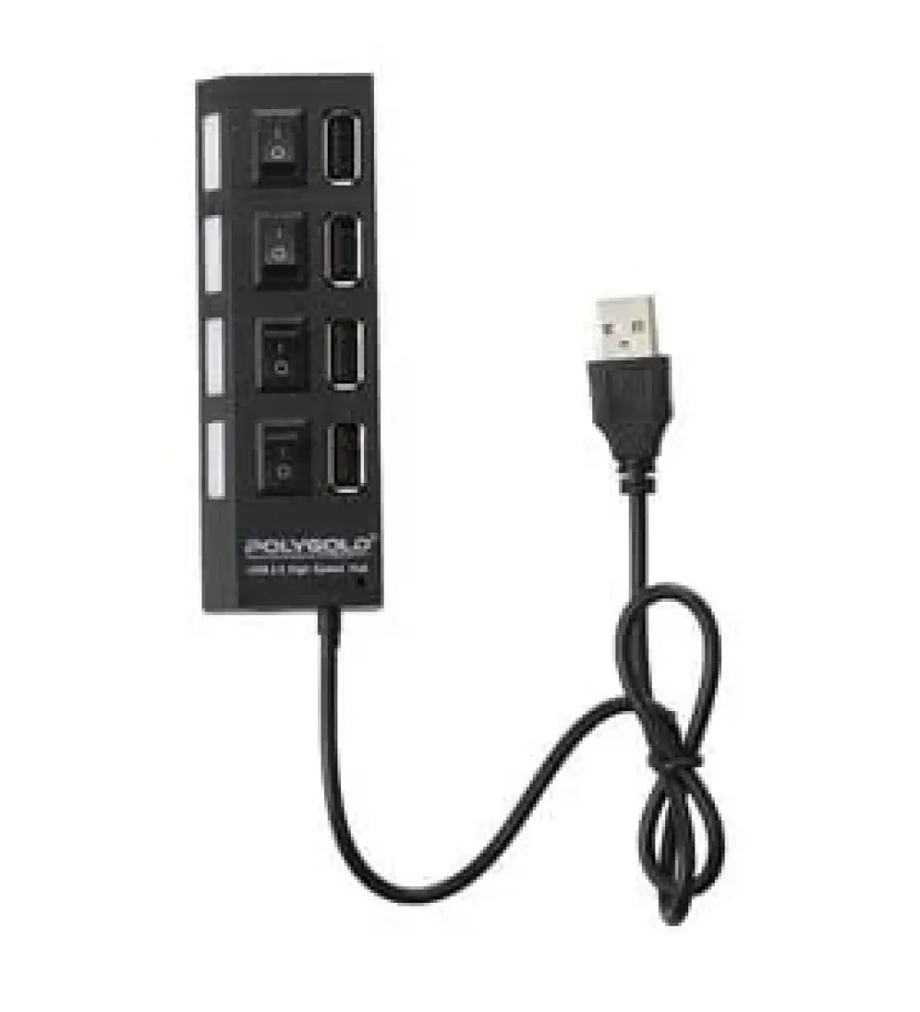PolyGold 4 Port USB 2.0 Seri Hız Anahtarlı Işıklı USB Çoklayıcı