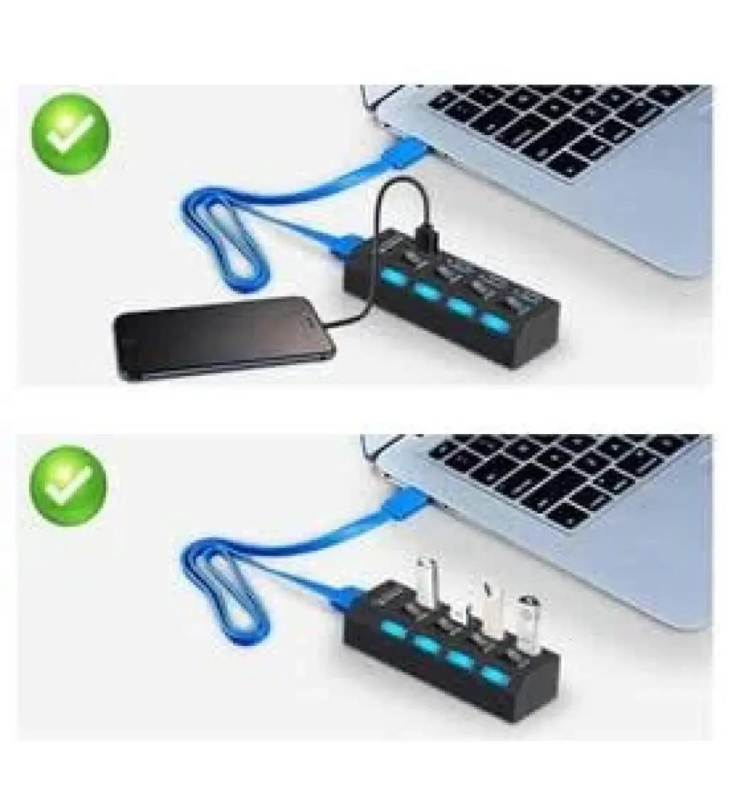 PolyGold 4 Port USB 2.0 Seri Hız Anahtarlı Işıklı USB Çoklayıcı