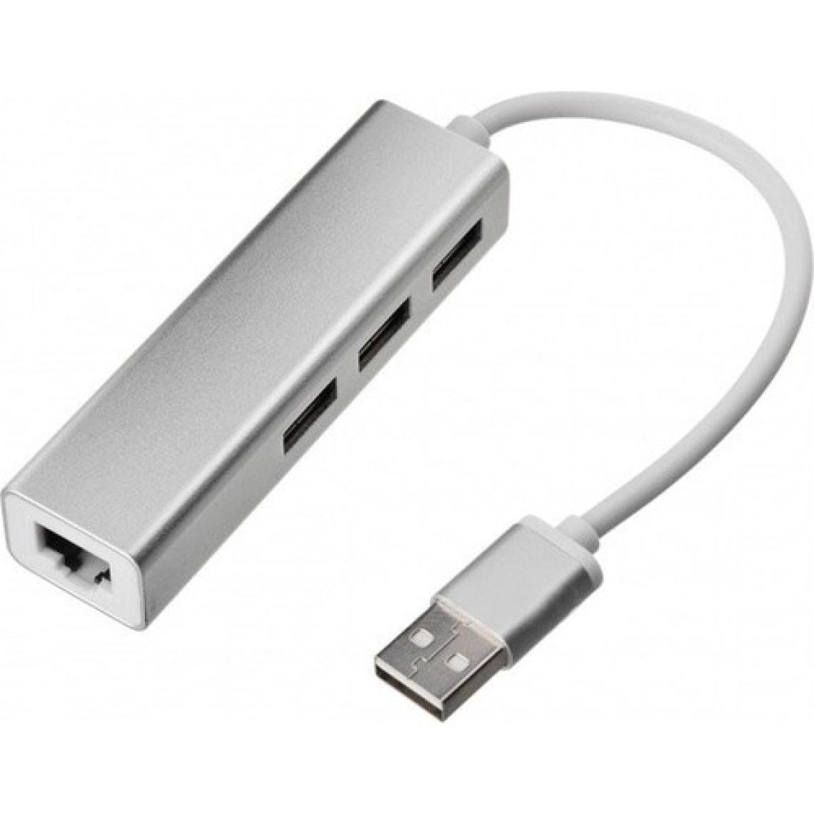 TriLine Alüminyum USB To RJ45 Ethernet + USB 3 Port Hub Çoklayıcı