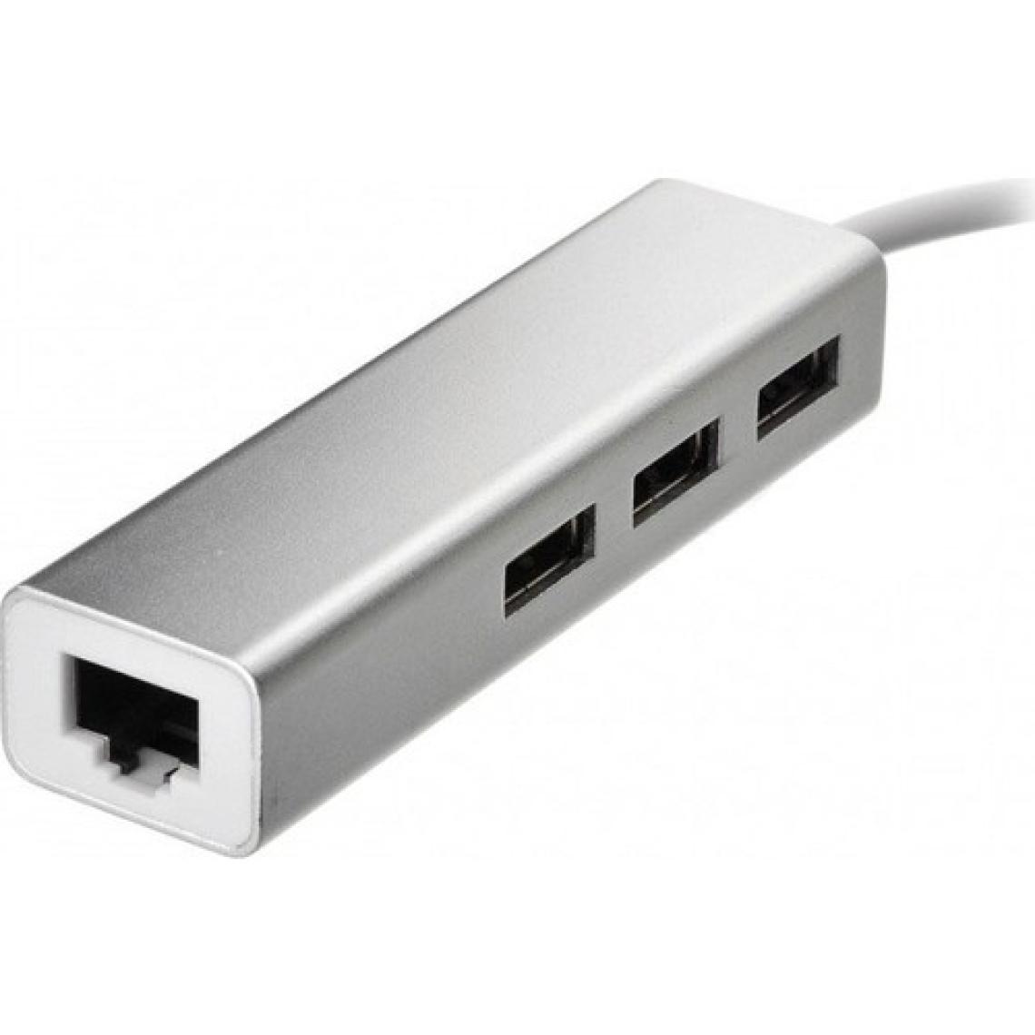 TriLine Alüminyum USB To RJ45 Ethernet + USB 3 Port Hub Çoklayıcı