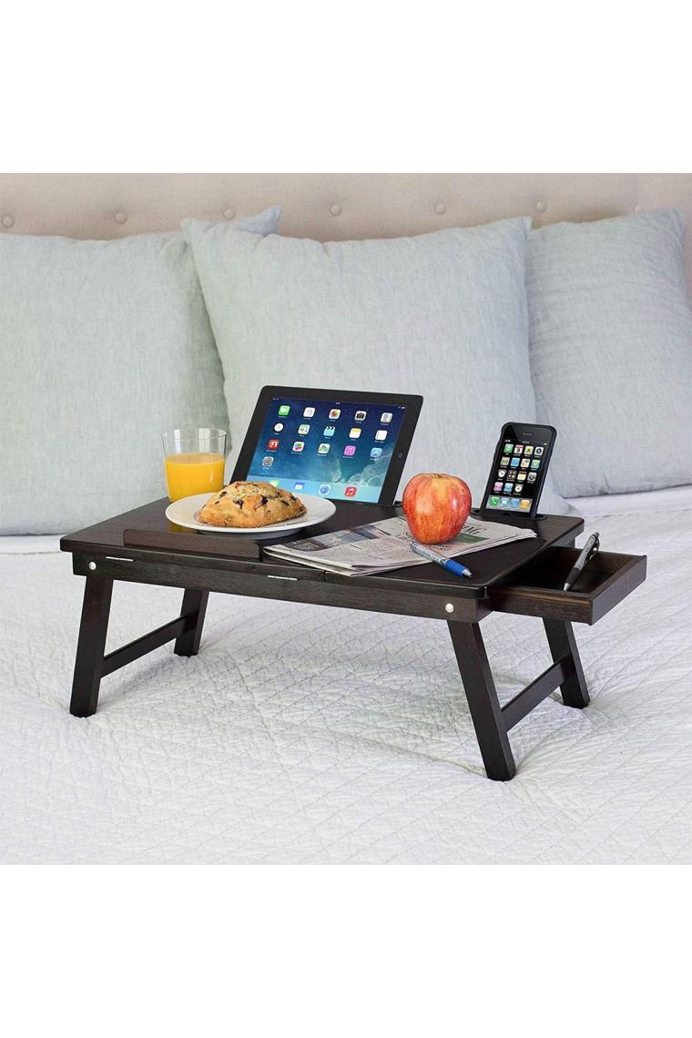 Katlanabilir Eğim Ayarlı Ahşap Portatif Tablet Laptop Sehpası Kitap Çalışma Kahvaltı Keyif Masası