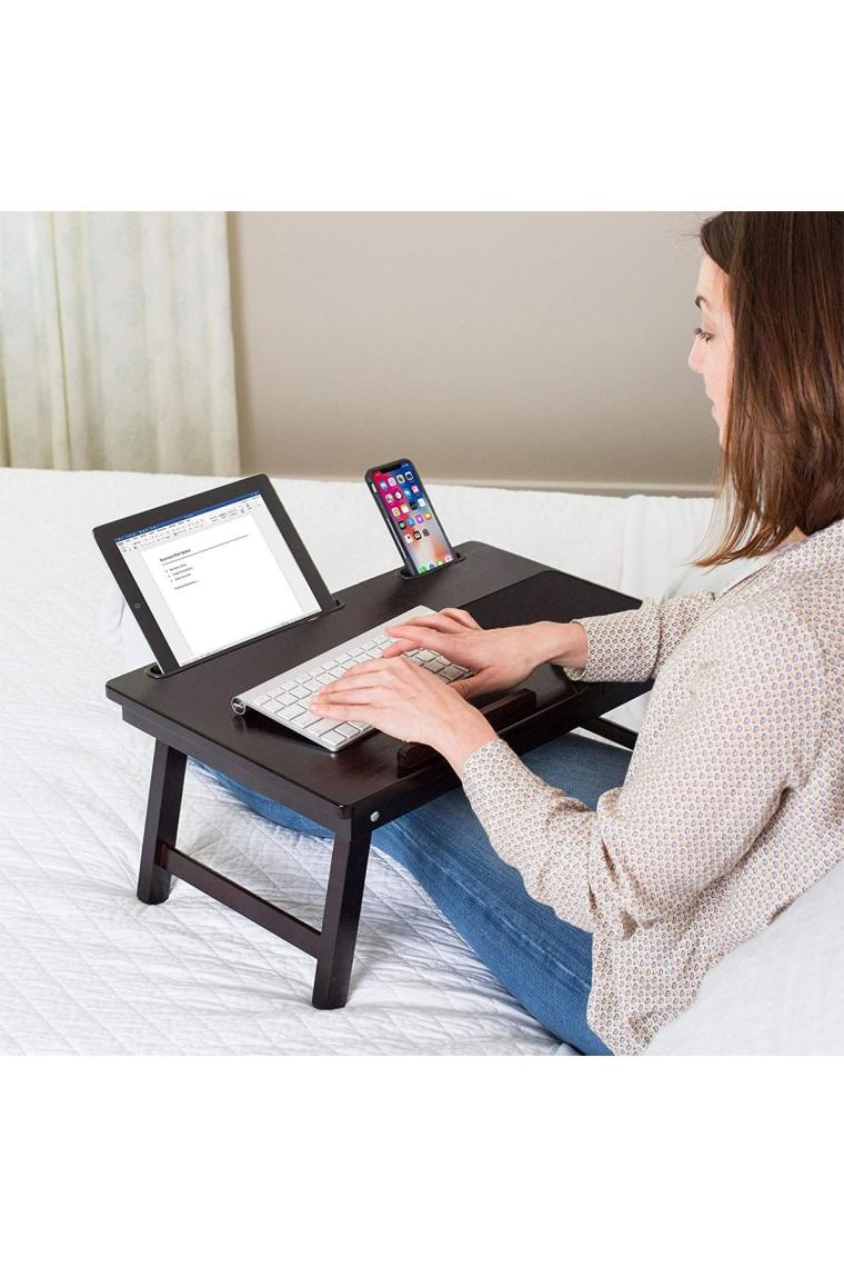 Katlanabilir Eğim Ayarlı Ahşap Portatif Tablet Laptop Sehpası Kitap Çalışma Kahvaltı Keyif Masası