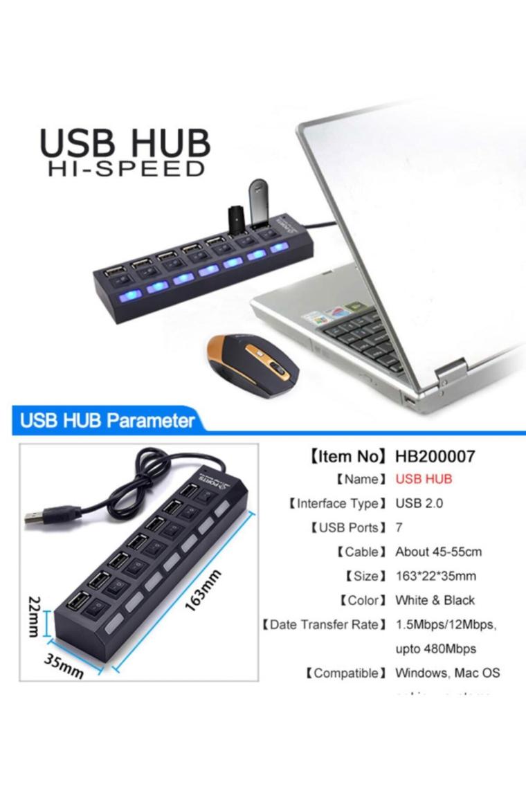 4874 7 Port Usb Hub Switch Çoklayıcı Çoğaltıcı