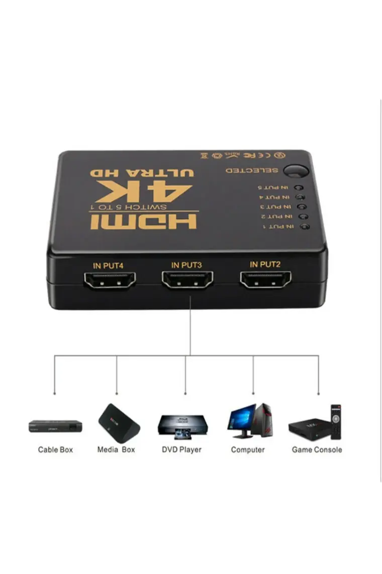 Maxgo 2128 4k Hdmi Çoklayıcı Çoğaltıcı Switch Splitter 5 Port Kumandalı Ultra Hd