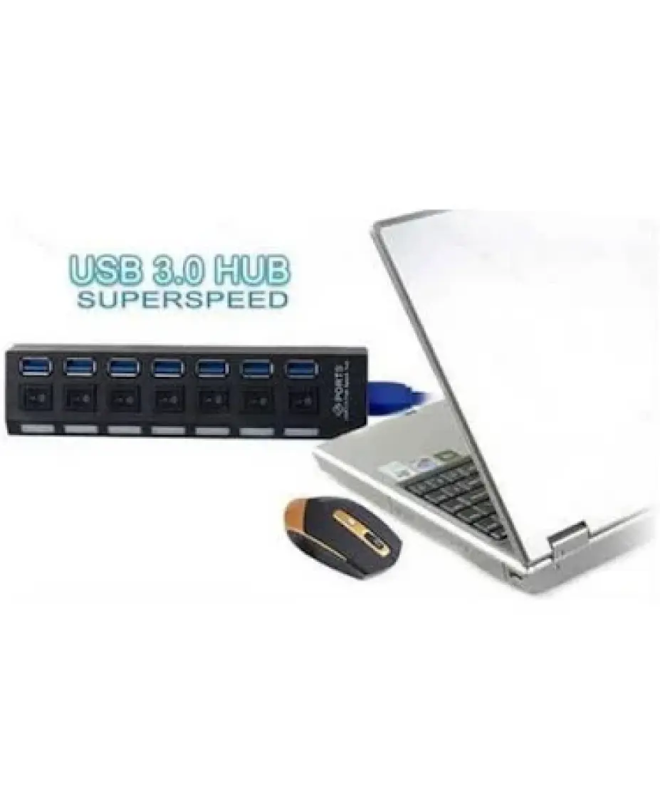 2102 7 Port Usb 3.0 Hub Çoklayıcı Çoğaltıcı On/off Anahtarlı