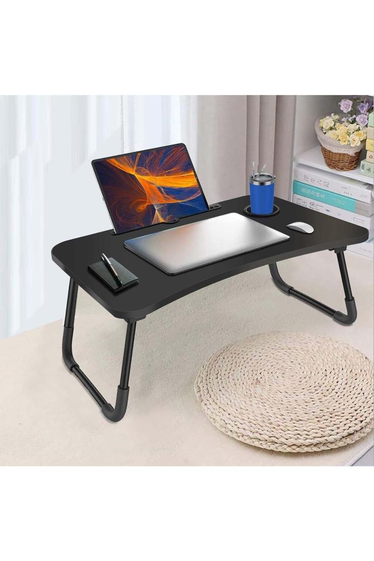Yatak Koltuk Üstü Laptop Tablet Sehpası Katlanır Siyah Ayaklı Çalışma Kahvaltı Masası