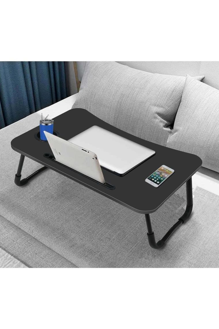 Yatak Koltuk Üstü Laptop Tablet Sehpası Katlanır Siyah Ayaklı Çalışma Kahvaltı Masası