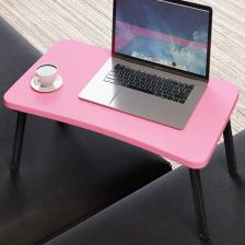 Renkli Laptop Sehpası Katlanabilir Yatak Koltuk Üstü Kahvaltı Bilgisayar Sehpası - Pembe