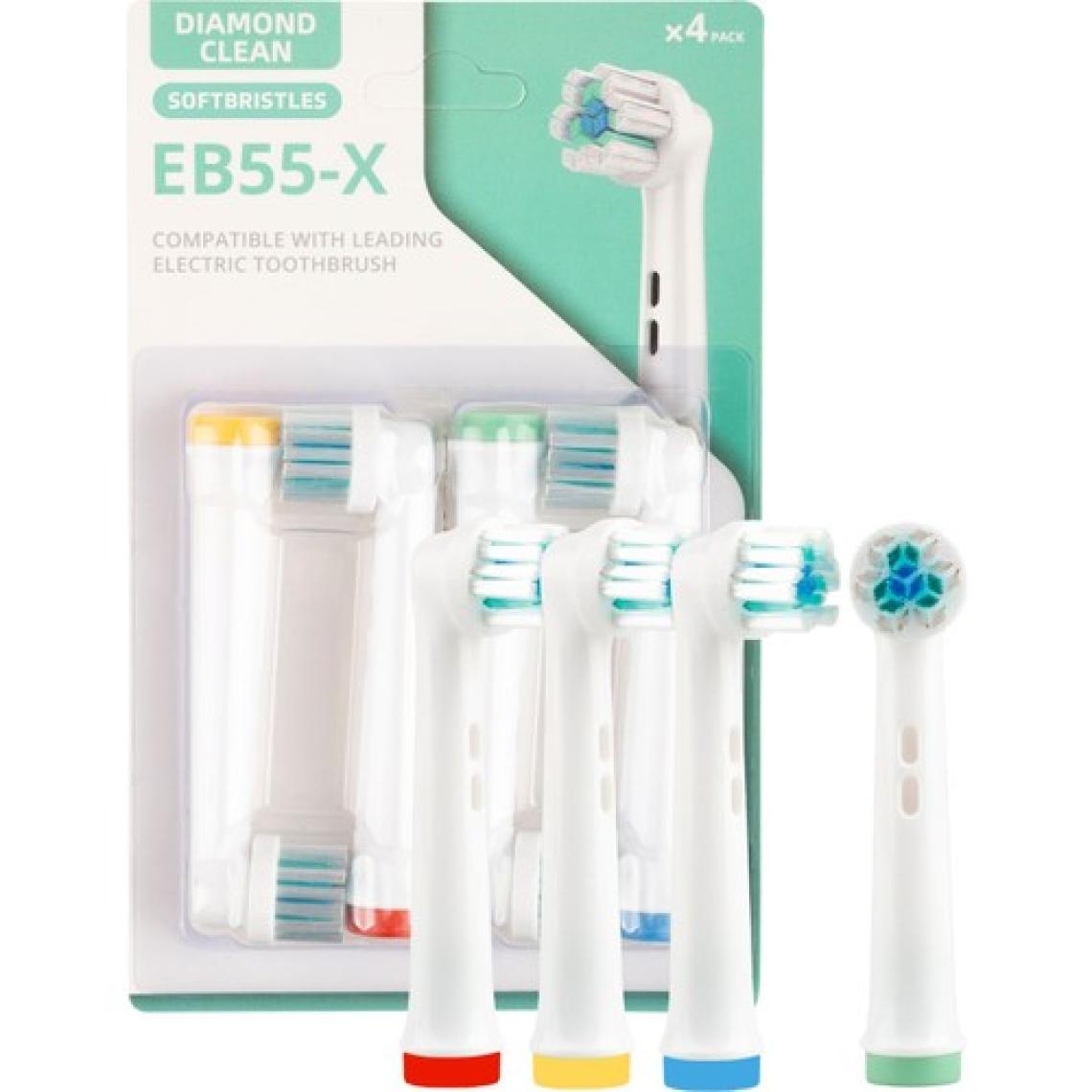 Soft Bristles 4 Adet Diamond Cleaning Eb55-x Oral-b Şarjlı Ve Pilli Diş Fırçası Uyumlu Yedek Başlık