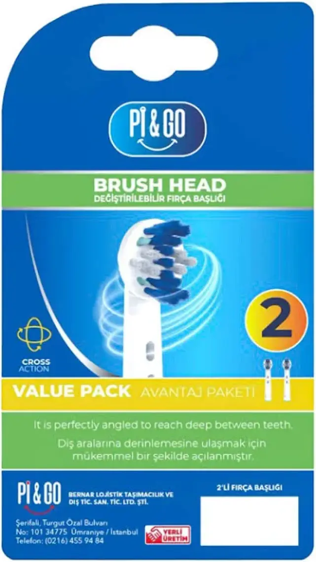 Oral-B Şarjlı Diş Fırçası Uyumlu Yedek Başlığı Cross Action 2'li