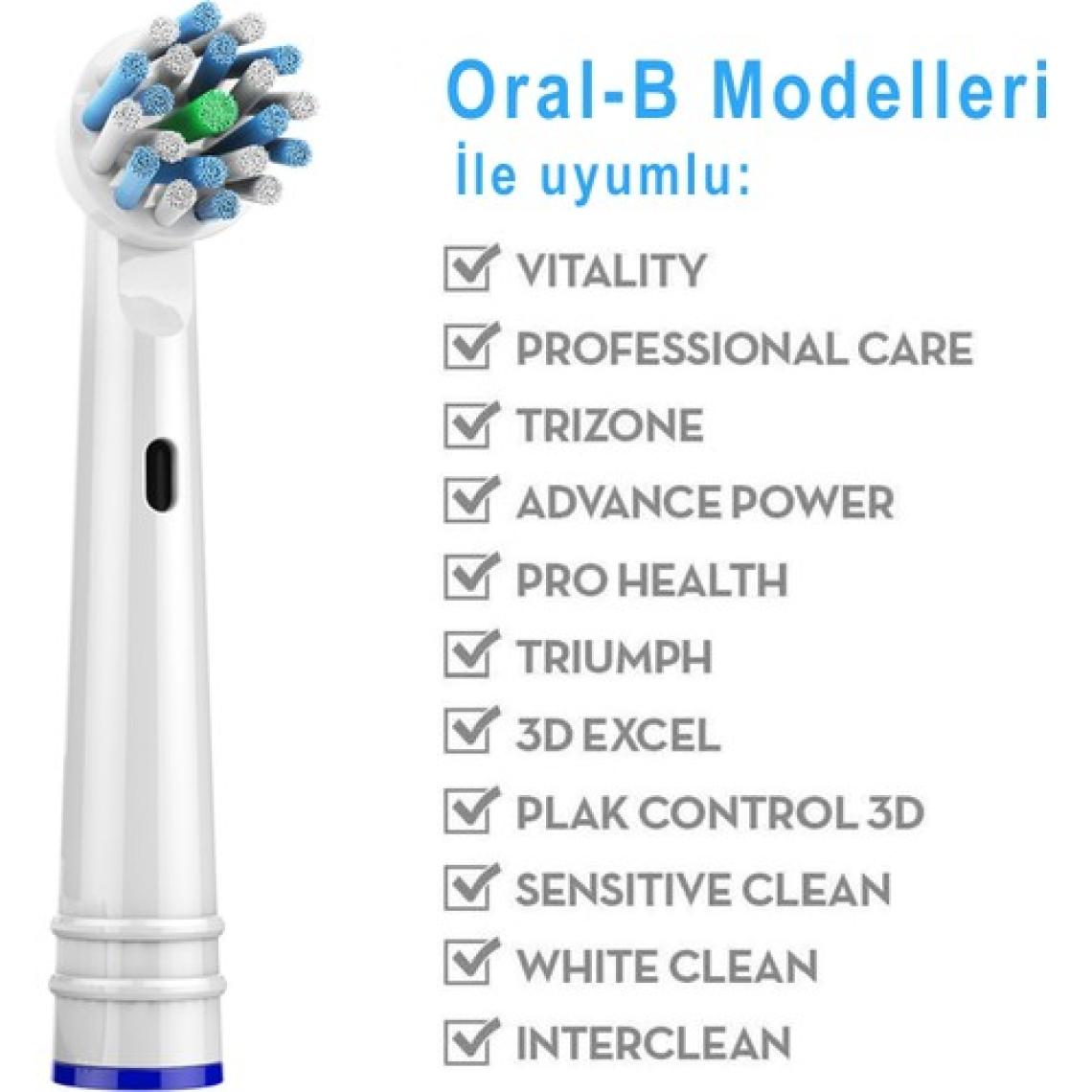 Kyver Cross Action 4’lü Oral-B Uyumlu Dış Fırçası Yedek Başlığı