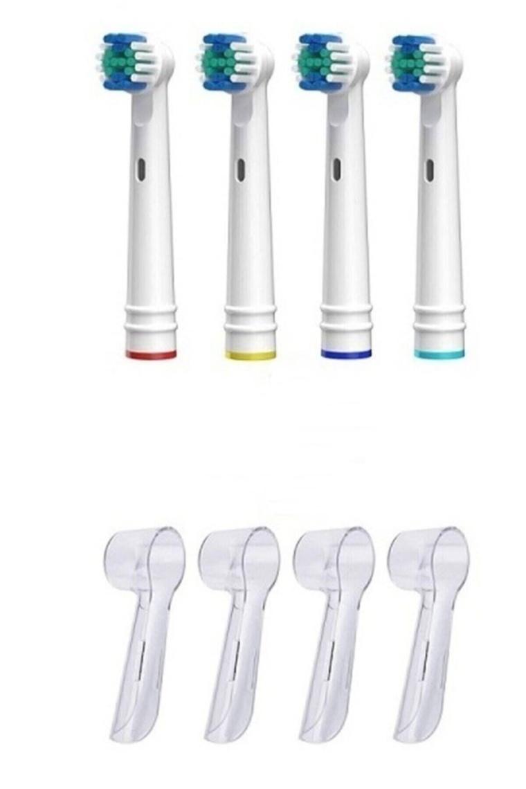 Lovyco Oral B Diş Fırçasına Uyumlu 4lu Yedek Başlık ve 4 Adet Koruyucu Başlık Fırça ve 4 Kapak
