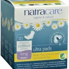Natracare Ultra Uzun Kanatlı Hijyenik Ped - Organik Pamuk, Doğa Dostu, Klor ve Parfüm İçermeyen, 10'lu Paket, Kadınlar İçin