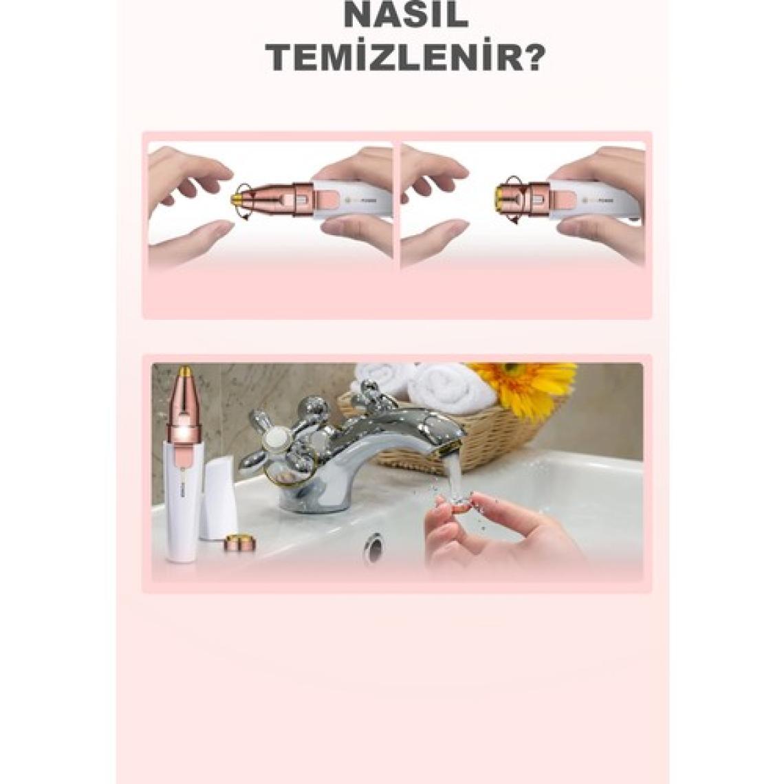 DEMPOWER Dp-63 2 Başlıklı Flawless Yüz Tüy Alıcı Kaş Bıyık Kıl Epilasyon Aleti