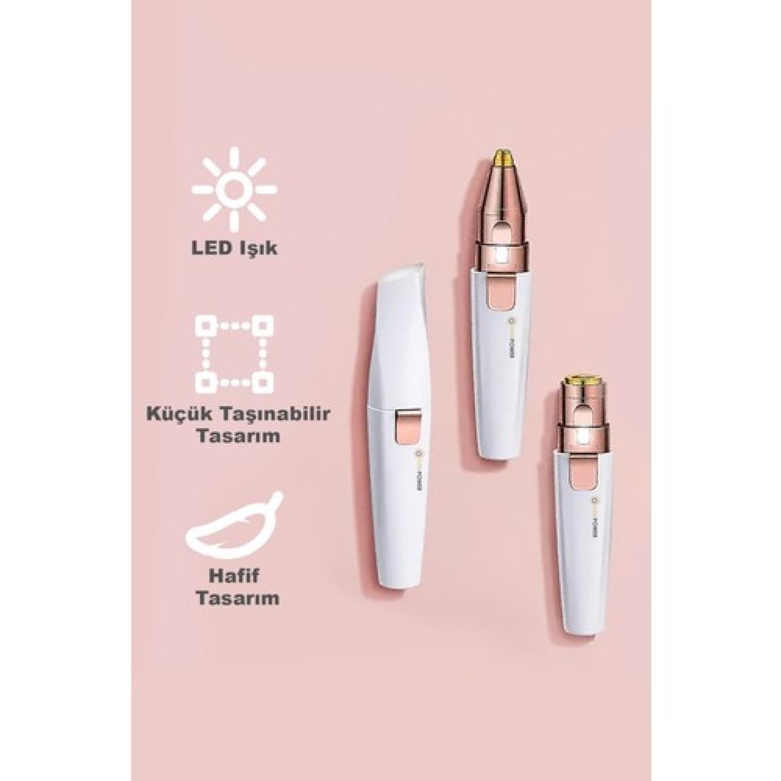 DEMPOWER Dp-63 2 Başlıklı Flawless Yüz Tüy Alıcı Kaş Bıyık Kıl Epilasyon Aleti