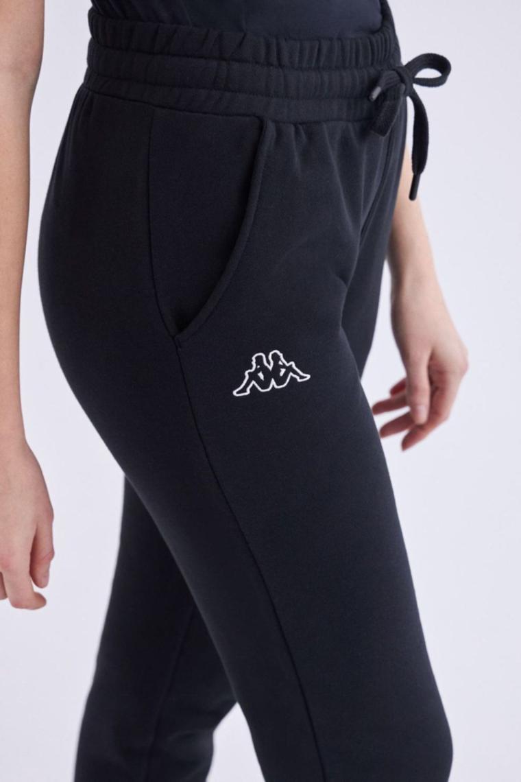 Logo Theek Slim Kadın Siyah Slim Fit Eşofman Altı