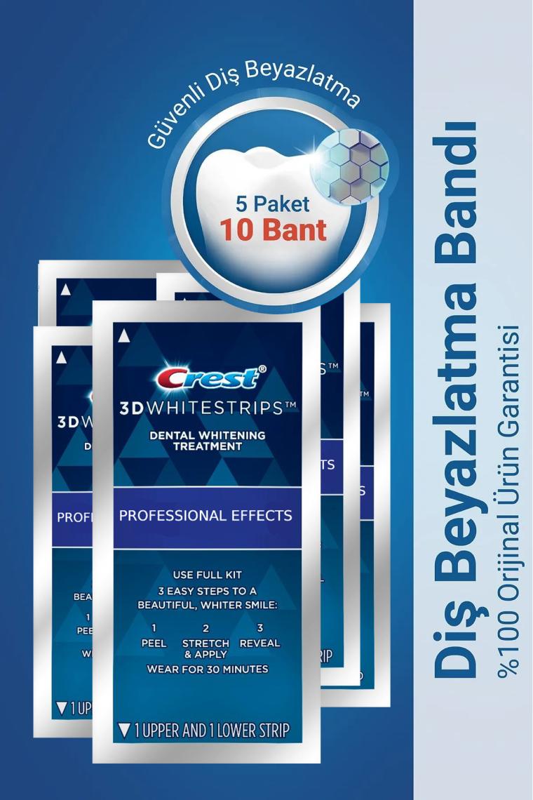 Crest 3D Whitestrips Professional Effects Diş Beyazlatma Bantları 5 Paket (10 Bant) Crest 3D -5/10