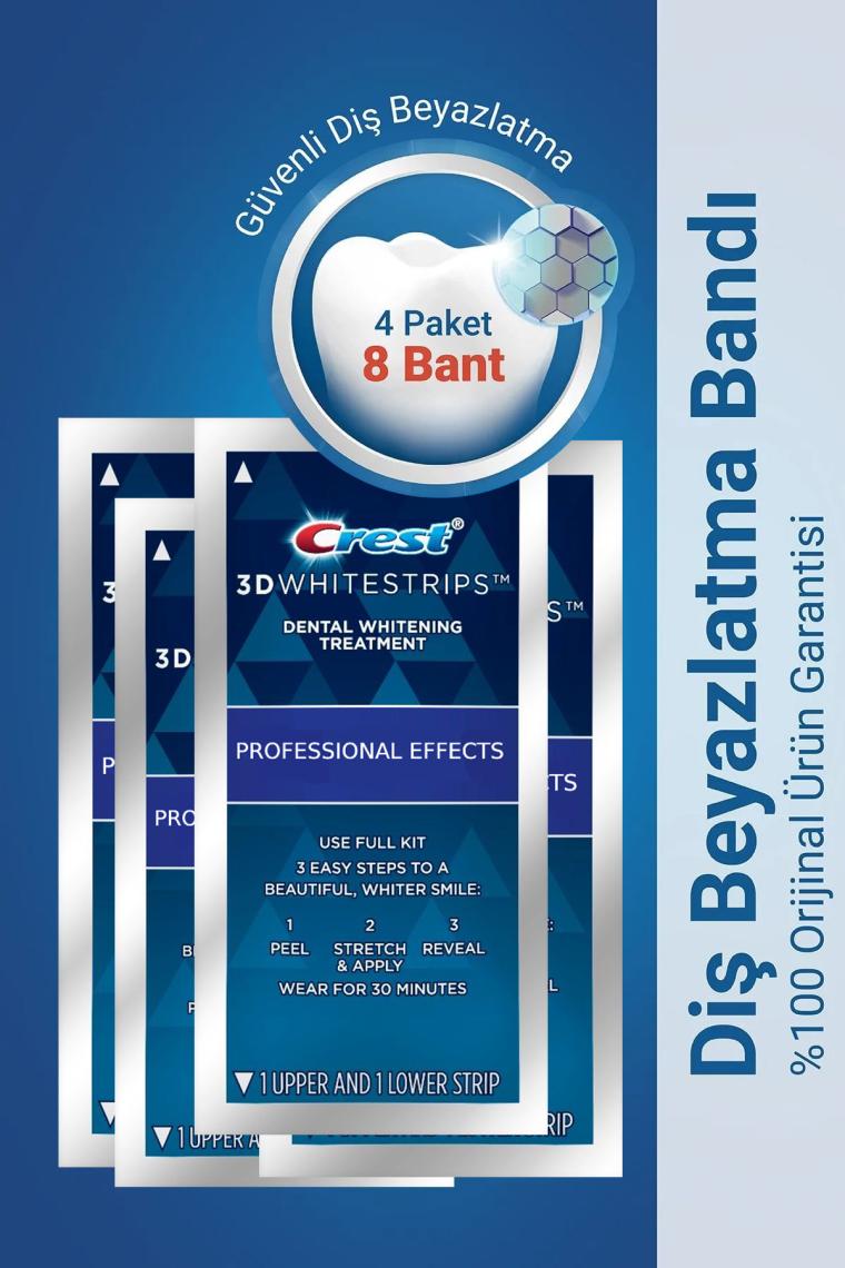 Crest 3D White Professional Effects Diş Beyazlatma Bantları - 8 Bant - 4 Paket