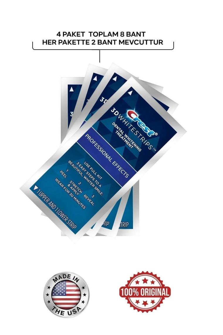 Crest 3D White Professional Effects Diş Beyazlatma Bantları - 8 Bant - 4 Paket