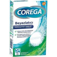 Corega Diş Protezi Temizleyici - Beyazlatıcı Etkisiyle, 30 Tablet, Antibakteriyel Formül