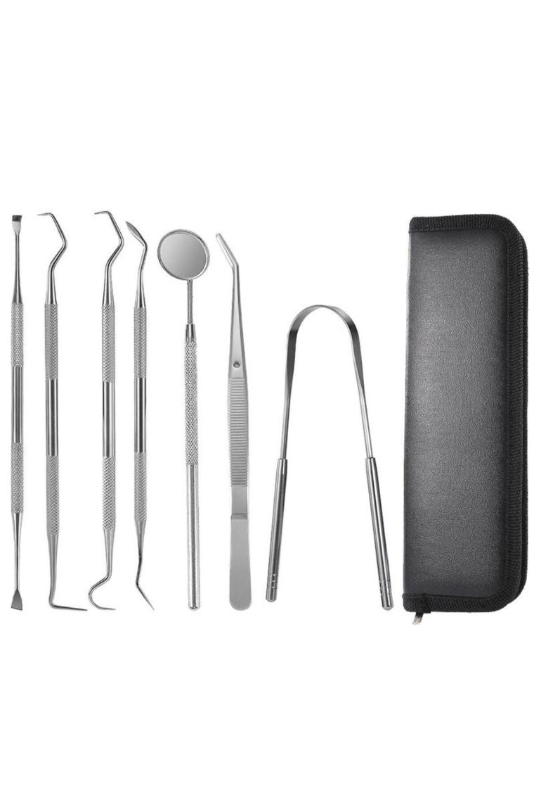 Valkyrie 7 Adet Paslanmaz Çelik Diş Tartar Dil Temizleme Dental Ağız Bakım Seti