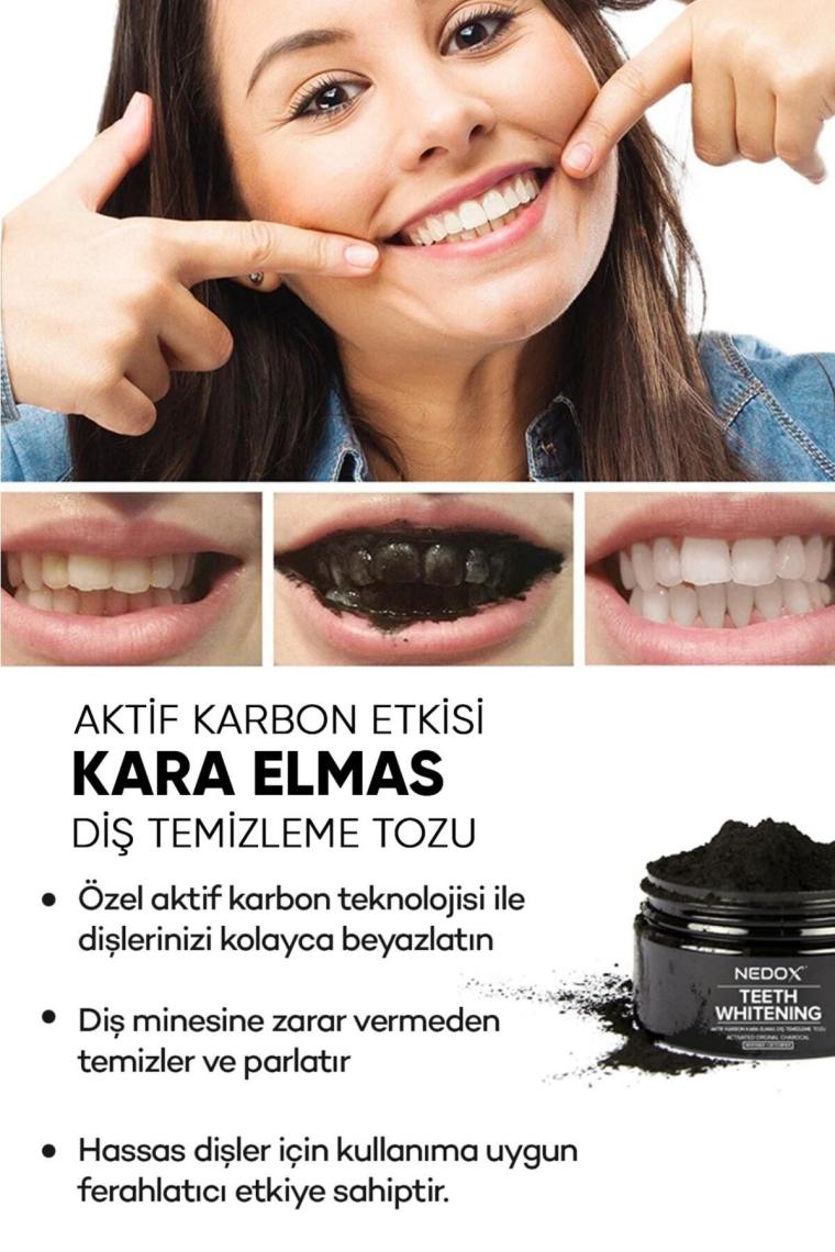 Kara Elmas Aktif Karbon Diş Beyazlatma Tozu 75 Gr