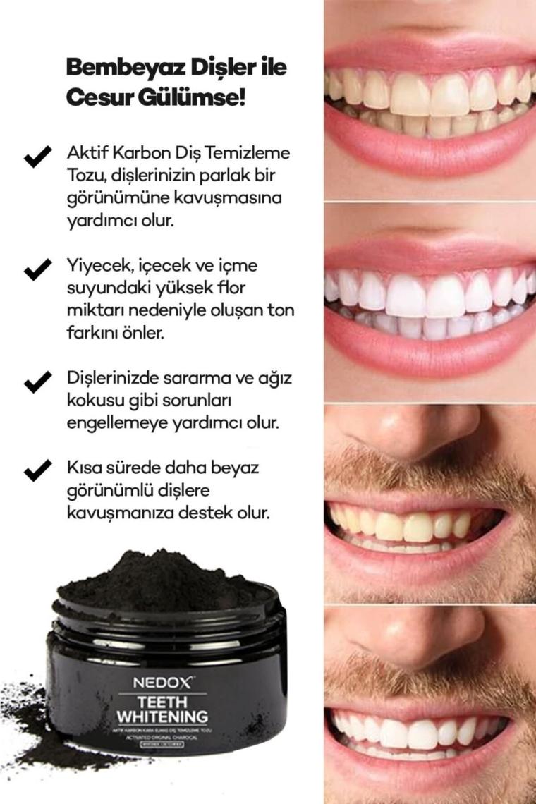 Kara Elmas Aktif Karbon Diş Beyazlatma Tozu 75 Gr