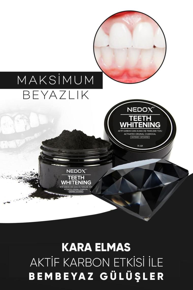 Kara Elmas Aktif Karbon Diş Beyazlatma Tozu 75 Gr