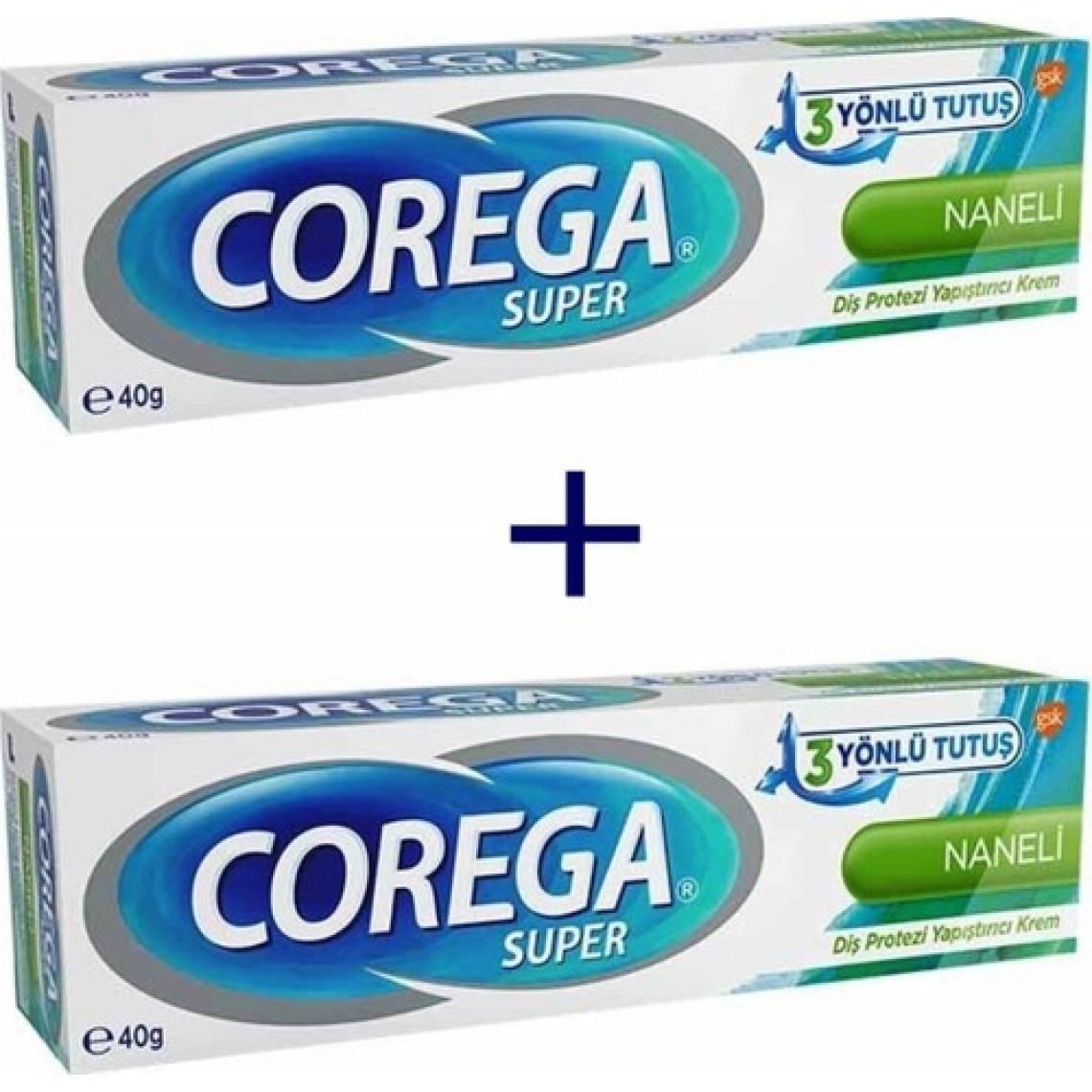 Corega Süper 3 Yönlü Tutuş Diş Protez Yapıştırıcı Krem Naneli 40 gr - 2 Adet