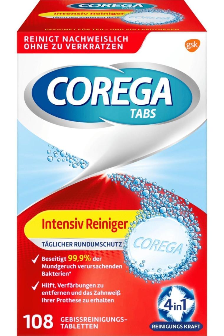 Corega Diş Protez Temizleme Tableti - SLS İçermeyen, Aromasız, Beyazlatıcı, 108 Adet
