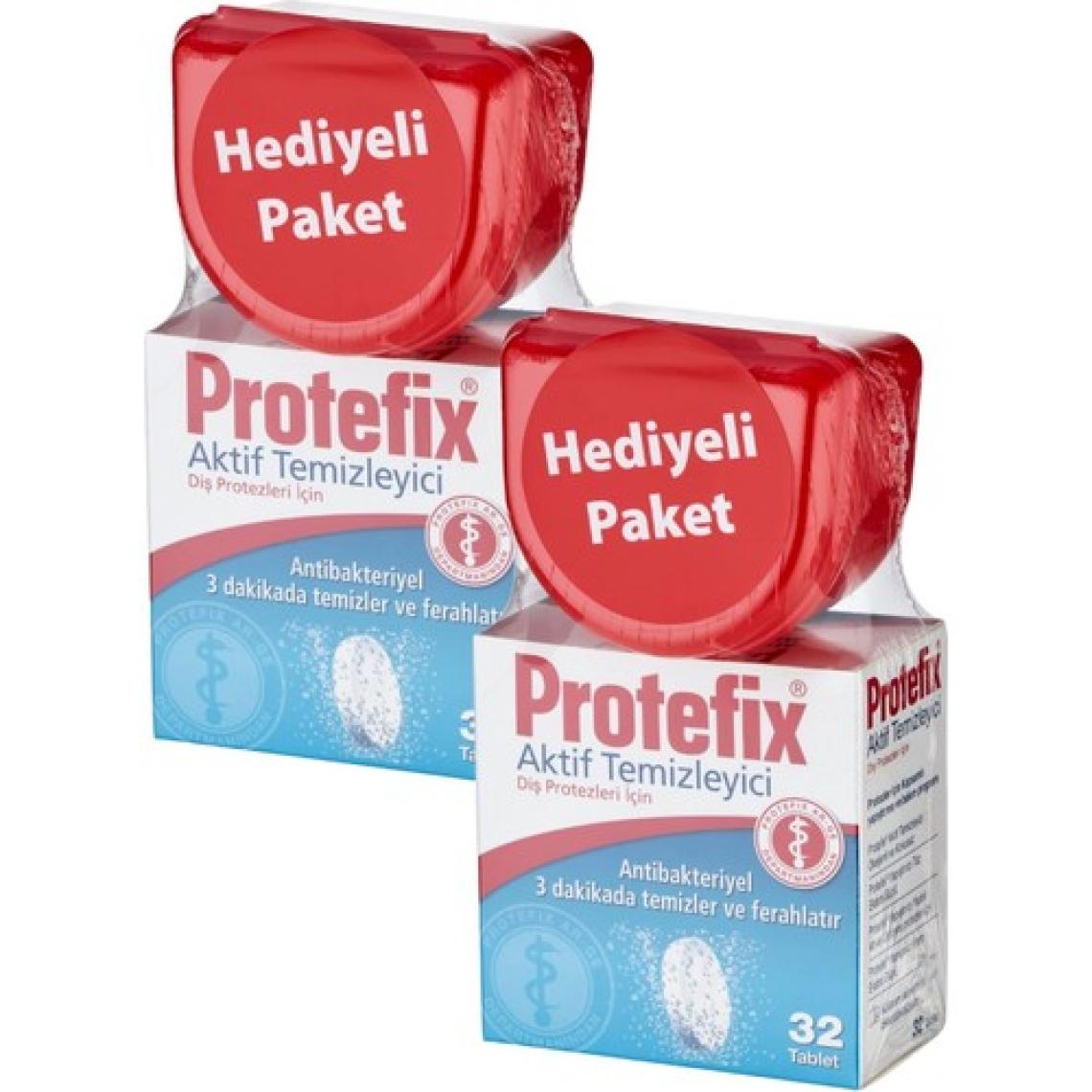 Protefix Diş Protezleri Temizleyici 32 Tablet + Protez Saklama 2'li Paket
