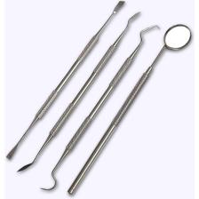 Profisher Paslanmaz Çelik Diş Temizleme Ağız Bakımı 4 Li Set Ayna Orak Skaler Spatula Cımbız