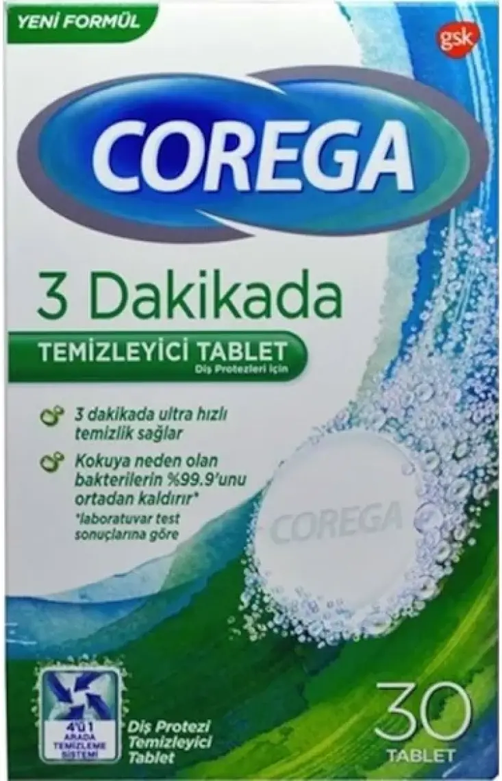 Corega Temizleyici Tablet 30 Adet + Tat İçermeyen Yapıştırıcı Krem 40 gr