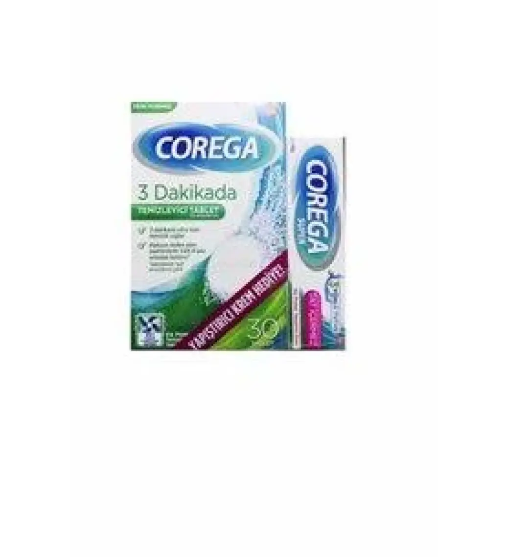 Corega Temizleyici Tablet 30 Adet + Tat İçermeyen Yapıştırıcı Krem 40 gr