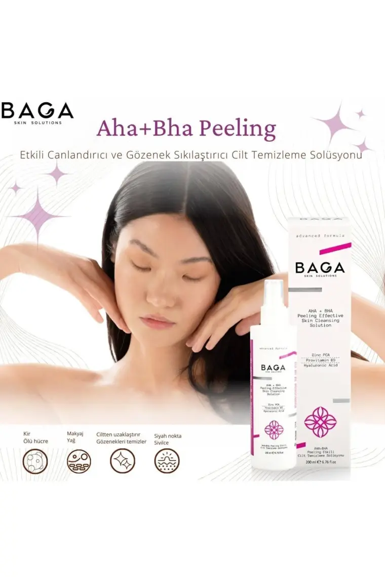 Baga Aha+Bha Peeling Etkili Canlandırıcı Cilt Temizleme Solüsyonu 200 ml