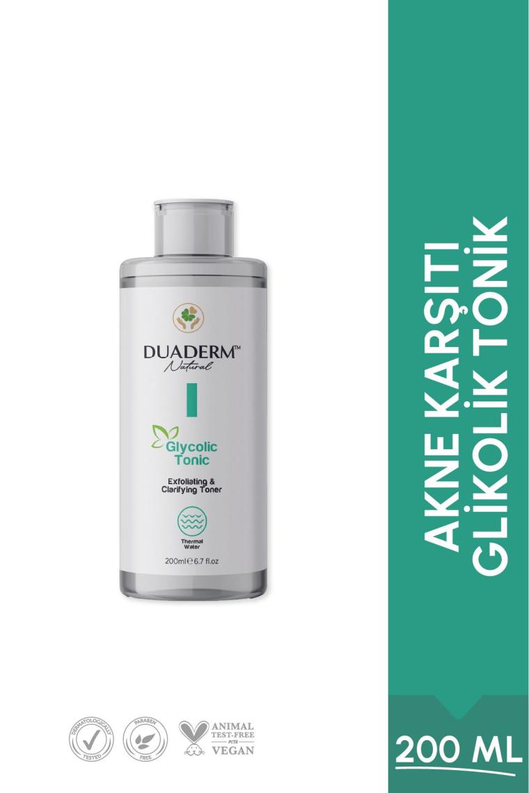 Duaderm Akne Karşıtı ve Ton Eşitleyici Glycolic Tonic (Glycolic Acid 5%, Aha + Bha) 200 ml