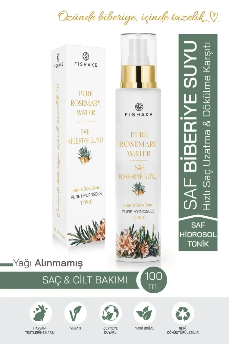 Biberiye Suyu Dökülme ve Saç Uzamasını Destekleyici Saç Toniği %100 Doğal ve Saf 100 ml