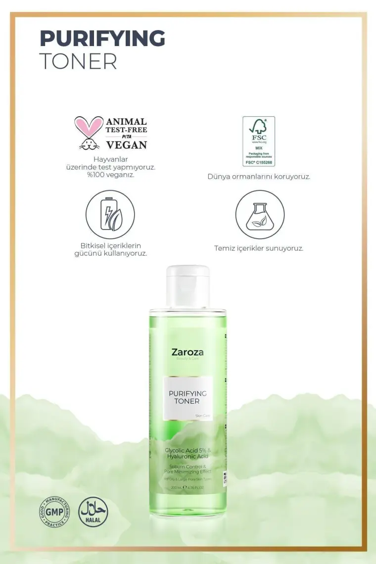 Zaroza & Yeşil Tonik Glycolic Asit & Hyaluronic Asit 200 ml