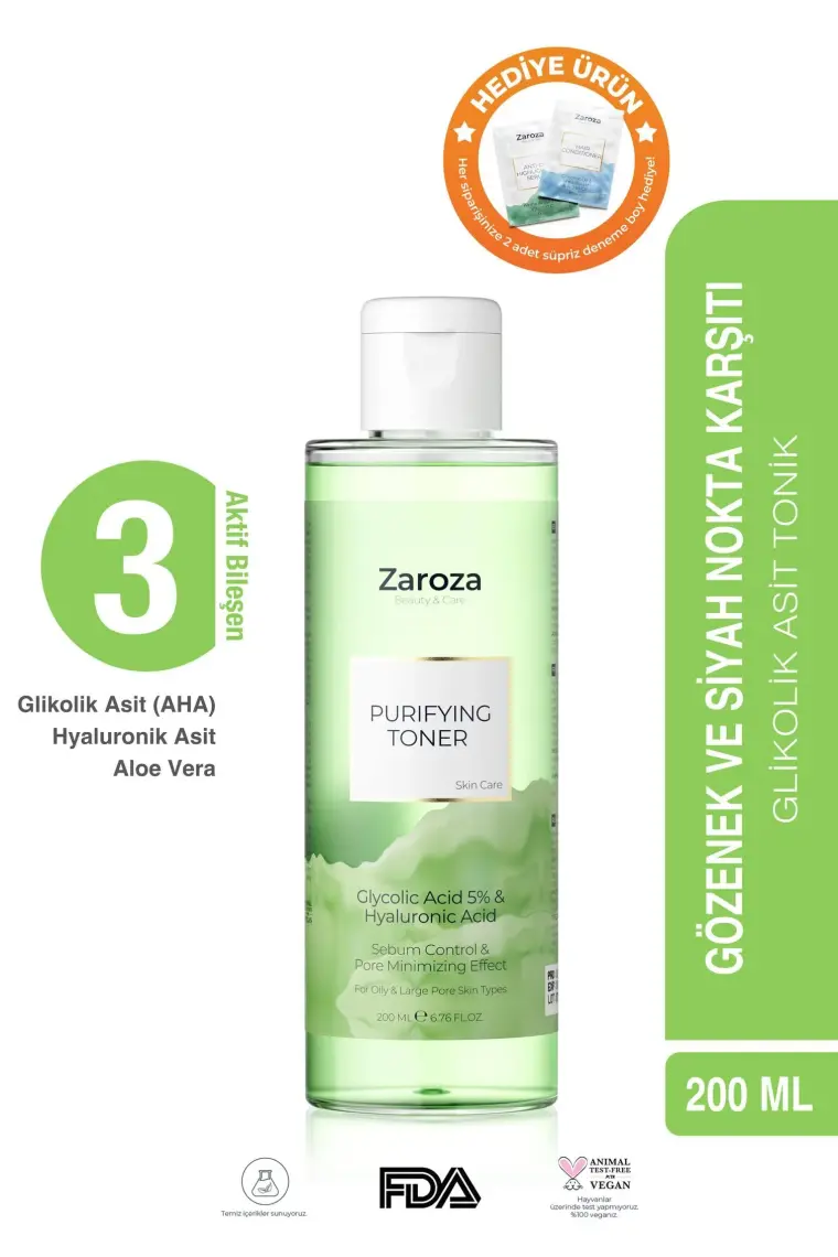 Zaroza & Yeşil Tonik Glycolic Asit & Hyaluronic Asit 200 ml