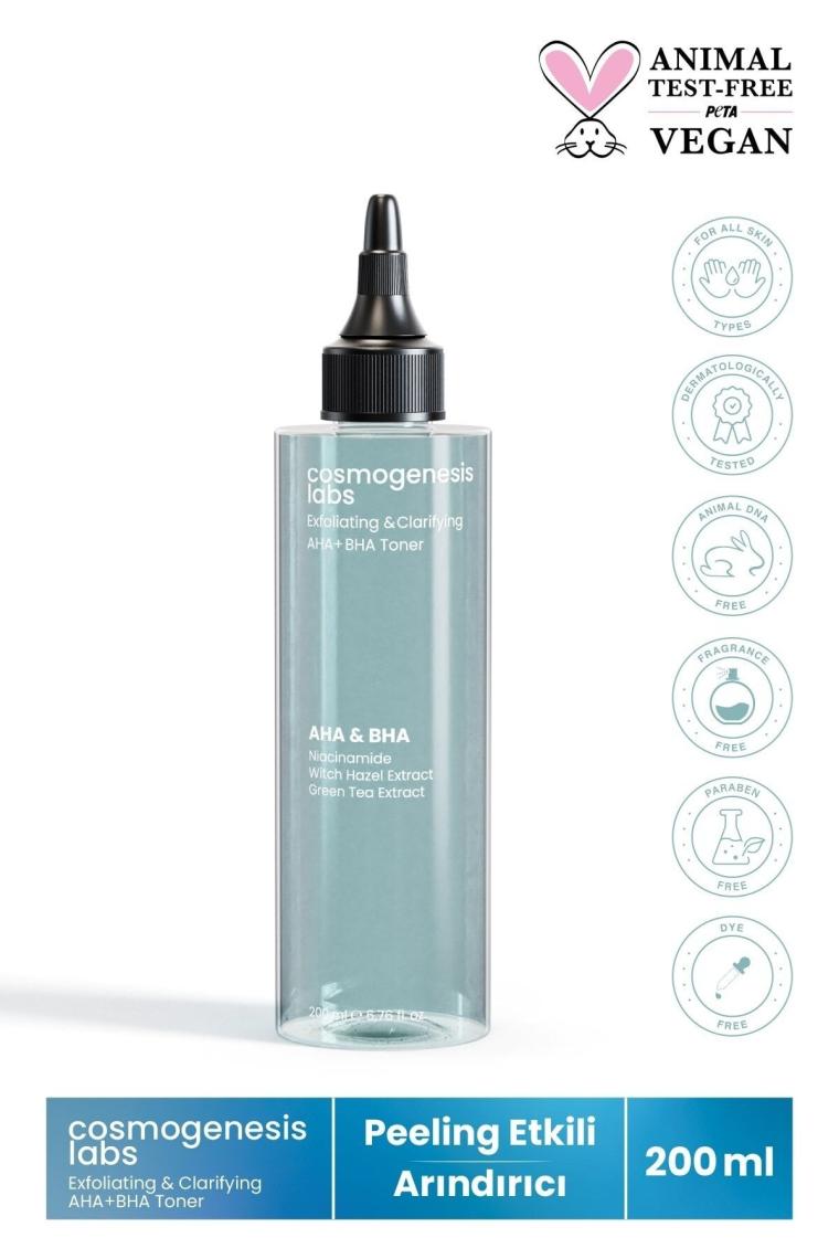 Gözenek Sıkılaştırıcı Aha Bha Tonik 200ml Vegan Peeling Etkili Anti Aging (%5 AHA-%2 SALİCYLİC ACİD)